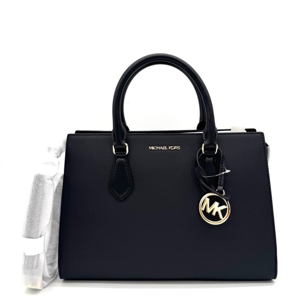 Michael Kors Sheila Medium Satchel Bag Black/Gold